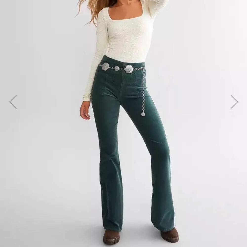 We The Free Dark Green Jayde Corduroy Flare Pant